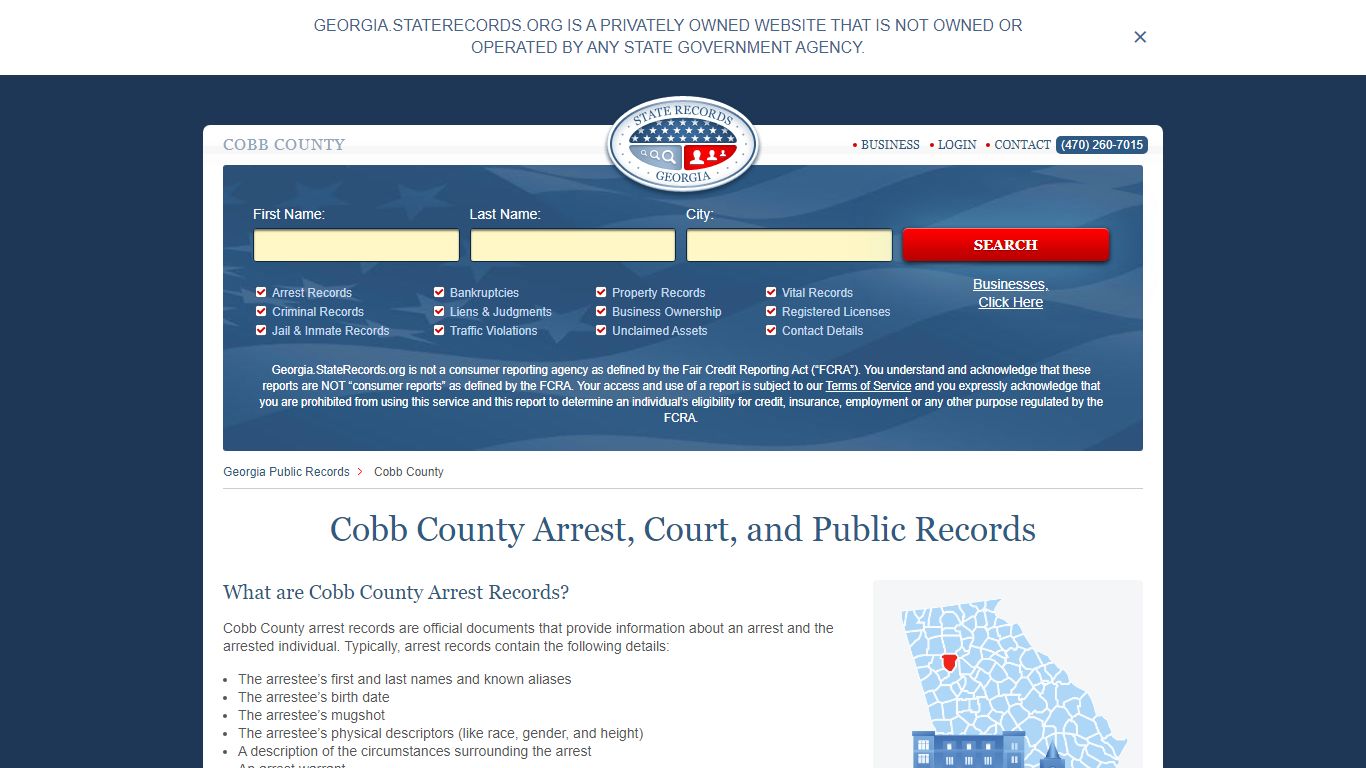 Cobb County Arrest, Court, and Public Records